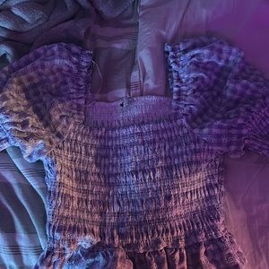 English Factory Purple Plaid Flower Top L women’s